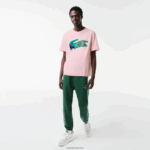 Lacoste חולצת טי אוברסייז תנין בכושר נינוח DZ4D0D610 ורוד בהיר t03 גברים - Image 2