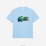 Lacoste חולצת טי אוברסייז תנין בכושר נינוח DZ4D0D609 כחול hbp גברים - Image 4