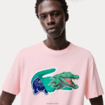 Lacoste חולצת טי אוברסייז תנין בכושר נינוח DZ4D0D610 ורוד בהיר t03 גברים - Image 6