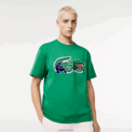 Lacoste חולצת טי אוברסייז תנין בכושר נינוח DZ4D0D616 ירוק ldm גברים