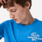 Lacoste חולצת טי גולף מכותנה אורגנית בכושר רגיל DZ4D0D179 כחול l99 גברים - Image 2