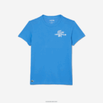 Lacoste חולצת טי גולף מכותנה אורגנית בכושר רגיל DZ4D0D179 כחול l99 גברים - Image 4