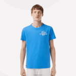 Lacoste חולצת טי גולף מכותנה אורגנית בכושר רגיל DZ4D0D179 כחול l99 גברים