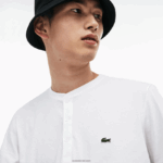 Lacoste חולצת טי ג'רזי של פימה כותנה בצוואר הנלי DZ4D0D589 לבן 001 גברים - Image 7