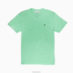 Lacoste חולצת טי ג'רזי של פימה כותנה בצוואר הנלי DZ4D0D590 ירוק בהיר 0vz גברים