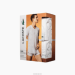 Lacoste חולצת טי טרקלין מכותנה עם צווארון V, 2 חבילות DZ4D0D1623 לבן 001 גברים - Image 2