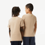 Lacoste חולצת טי מבד כותנה עם סימון ניגודיות DZ4D0D3013 בז' צהוב 8zb ילדים - Image 3