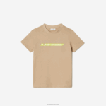 Lacoste חולצת טי מבד כותנה עם סימון ניגודיות DZ4D0D3013 בז' צהוב 8zb ילדים - Image 4
