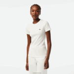 Lacoste חולצת טי מכותנה אורגנית בגזרה דקיקה DZ4D0D2384 לבן 70V נשים