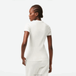 Lacoste חולצת טי מכותנה אורגנית בגזרה דקיקה DZ4D0D2384 לבן 70V נשים - Image 3