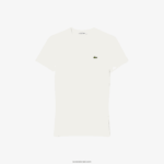 Lacoste חולצת טי מכותנה אורגנית בגזרה דקיקה DZ4D0D2384 לבן 70V נשים - Image 4