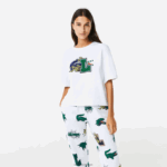 Lacoste חולצת טי מכותנה אורגנית במידות גדולות DZ4D0D2567 לבן 001 נשים