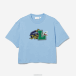 Lacoste חולצת טי מכותנה אורגנית במידות גדולות DZ4D0D2568 כחול hbp נשים - Image 4