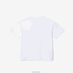 Lacoste חולצת טי ממותגת בג'רזי כותנה אורגנית DZ4D0D3040 לבן sbh ילדים - Image 2
