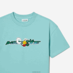 Lacoste חולצת טי ממותגת בג'רזי כותנה אורגנית DZ4D0D3039 ירוק בהיר לבן y7i ילדים - Image 5
