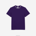 Lacoste חולצת טי ממותגת עם צווארון בכושר רגיל DZ4D0D210 pfn סגול גברים - Image 4