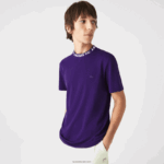 Lacoste חולצת טי ממותגת עם צווארון בכושר רגיל DZ4D0D210 pfn סגול גברים - Image 5