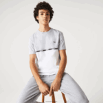 Lacoste חולצת טי ממותגת DZ4D0D831 אפור צ'ין לבן mtg גברים