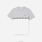 Lacoste חולצת טי ממותגת DZ4D0D831 אפור צ'ין לבן mtg גברים - Image 5