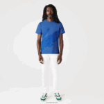 Lacoste חולצת טי מתיחה כותנה אורגנית עם צווארון עגול בהדפס תנין DZ4D0D639 כחול chin hg3 גברים - Image 3