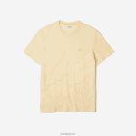Lacoste חולצת טי מתיחה כותנה אורגנית עם צווארון עגול בהדפס תנין DZ4D0D636 hbz צהוב גברים - Image 4