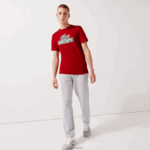 Lacoste חולצת טי נושמת עם לוגו בהדפס ספורט DZ4D0D930 אדום 5sx גברים