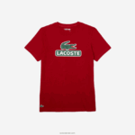 Lacoste חולצת טי נושמת עם לוגו בהדפס ספורט DZ4D0D930 אדום 5sx גברים - Image 3