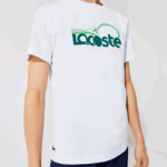 Lacoste חולצת טי נושמת עם צווארון צוואר ספורט DZ4D0D792 לבן ירוק v7e גברים - Image 2