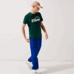 Lacoste חולצת טי נושמת עם צווארון צוואר ספורט DZ4D0D795 ירוק לבן wpx גברים - Image 2