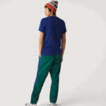 Lacoste חולצת טי נושמת עם צווארון צוואר ספורט DZ4D0D794 כחול לבן gtd גברים - Image 3
