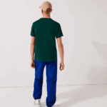 Lacoste חולצת טי נושמת עם צווארון צוואר ספורט DZ4D0D795 ירוק לבן wpx גברים - Image 3