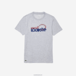 Lacoste חולצת טי נושמת עם צווארון צוואר ספורט DZ4D0D793 אפור צ'ין כחול אדום 7ku גברים - Image 4