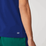 Lacoste חולצת טי נושמת עם צווארון צוואר ספורט DZ4D0D794 כחול לבן gtd גברים - Image 5