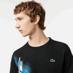 Lacoste חולצת טי ספורטיבית בכושר רגיל עם מיתוג ניגודיות DZ4D0D92 שחור 031 גברים - Image 2