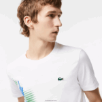Lacoste חולצת טי ספורטיבית בכושר רגיל עם מיתוג ניגודיות DZ4D0D91 לבן 001 גברים - Image 2