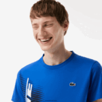 Lacoste חולצת טי ספורטיבית בכושר רגיל עם מיתוג ניגודיות DZ4D0D93 כחול kxb גברים - Image 2