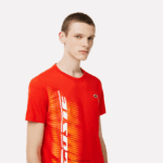 Lacoste חולצת טי ספורטיבית בכושר רגיל עם מיתוג ניגודיות DZ4D0D222 אדום s5h גברים - Image 2