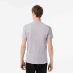 Lacoste חולצת טי ספורטיבית בכושר רגיל עם מיתוג ניגודיות DZ4D0D94 chine אפור cca גברים - Image 3