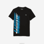 Lacoste חולצת טי ספורטיבית בכושר רגיל עם מיתוג ניגודיות DZ4D0D92 שחור 031 גברים - Image 4