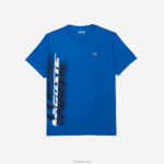 Lacoste חולצת טי ספורטיבית בכושר רגיל עם מיתוג ניגודיות DZ4D0D93 כחול kxb גברים - Image 4