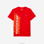 Lacoste חולצת טי ספורטיבית בכושר רגיל עם מיתוג ניגודיות DZ4D0D222 אדום s5h גברים - Image 4