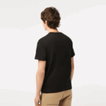 Lacoste חולצת טי עם פס לוגו בכושר רגיל DZ4D0D45 שחור 031 גברים - Image 3