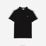Lacoste חולצת טי עם פס לוגו בכושר רגיל DZ4D0D45 שחור 031 גברים - Image 4