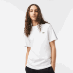 Lacoste חולצת טי עם פס לוגו בכושר רגיל DZ4D0D46 לבן 001 גברים