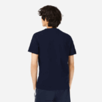 Lacoste חולצת טי עם פס לוגו בכושר רגיל DZ4D0D47 כחול כהה 166 גברים - Image 3