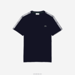 Lacoste חולצת טי עם פס לוגו בכושר רגיל DZ4D0D47 כחול כהה 166 גברים - Image 4