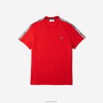 Lacoste חולצת טי עם פס לוגו בכושר רגיל DZ4D0D48 אדום s5h גברים - Image 3