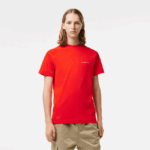 Lacoste חולצת טי פיקה מכותנה אורגנית בגזרה דקיקה DZ4D0D121 אדום s5h גברים