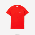 Lacoste חולצת טי פיקה מכותנה אורגנית בגזרה דקיקה DZ4D0D121 אדום s5h גברים - Image 4
