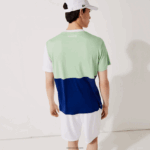 Lacoste חולצת טי פיקה קלה נושמת תלת-קולור DZ4D0D908 לבן ירוק נייבי כחול לבן cmn גברים - Image 3